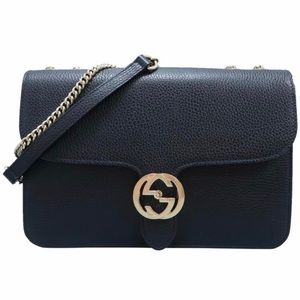 Gucci Interlocking GG Leather Calfskin Bag Black